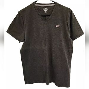 Hollister T-Shirt Men's M Short Sleeve V-Neck Embroidered Gray